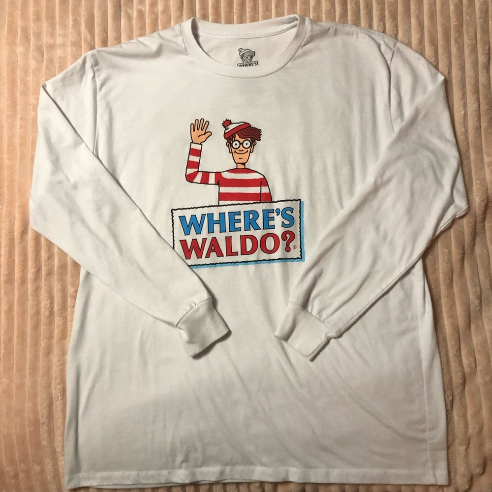 Where's Waldo, White Long-sleeve Tee